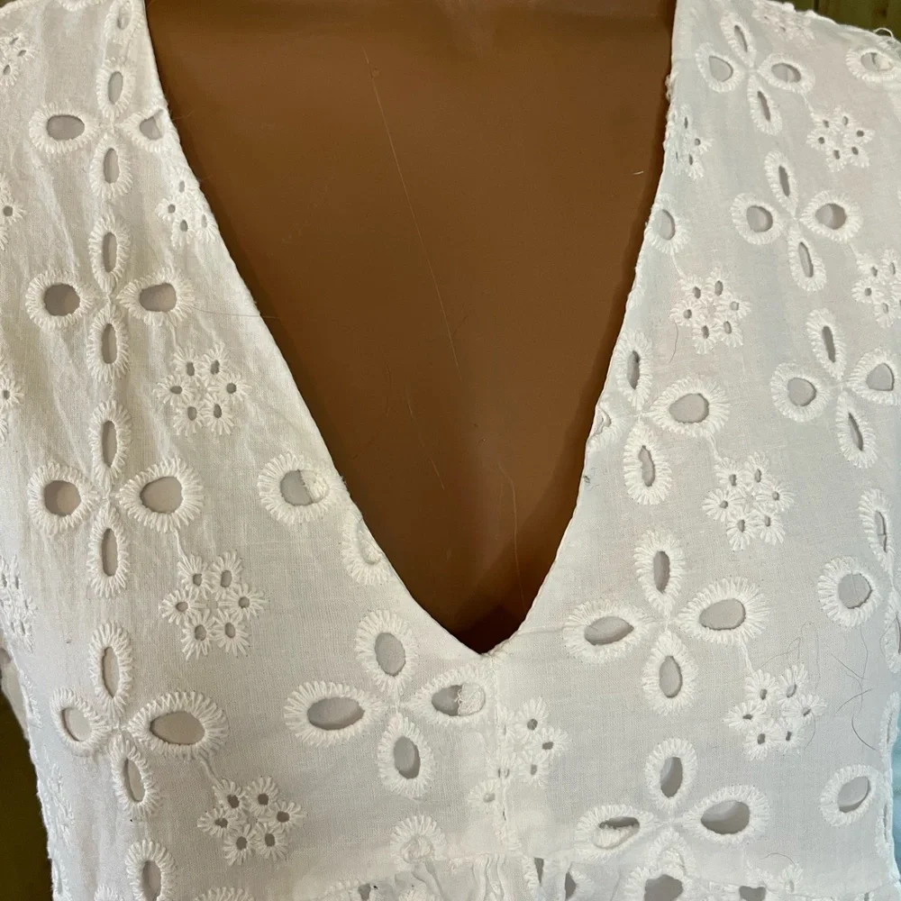 White cotton eyelet dress M - Picture 7 of 8